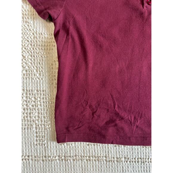 Forever 21 Cropped Polo Shirt Maroon Size Medium Pre-Owned - Picture 2 of 10
